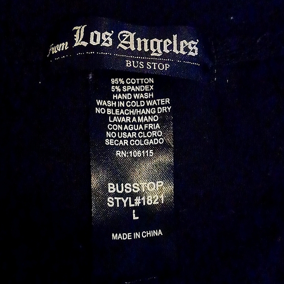 From Los Angeles Bus Stop Black V-neck with Applique Cross design - Picture 2 of 7